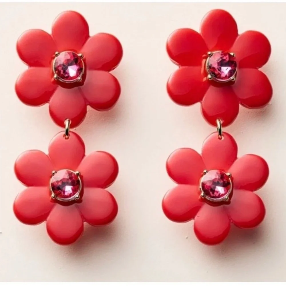 Kate Spade New York × Target Floral Linear Earrings Red New With Box